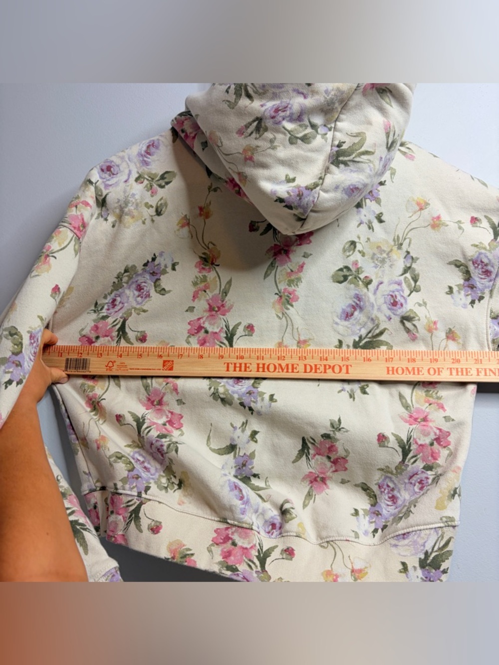 GAP X LoveShackFancy Cream Floral Fleece Hoodie Pink & Purple Floral Print XXS - Picture 8 of 11